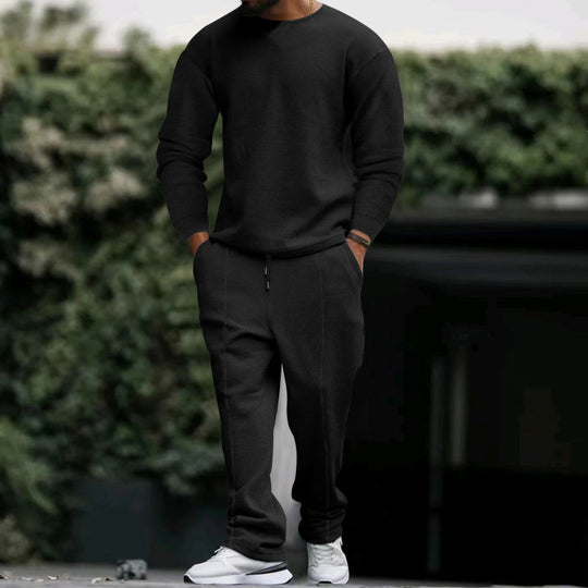 Herren lässiges Sweatshirt und Jogginghose Set mit strukturiertem Stoff EB