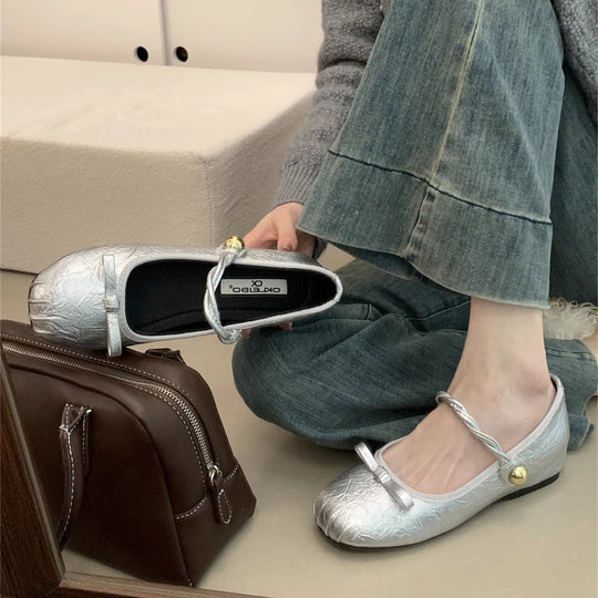 Damen elegante Ballerinas mit dekorativen Schleifen und komfortablem Fußbett EB