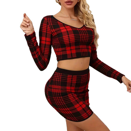Damen Crop-Top und Rock Ensemble EB