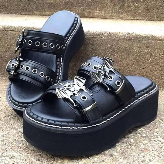 Damen Plateausandalen mit modischer Schnallenverzierung EB