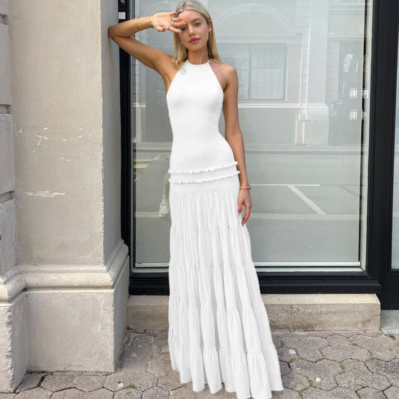 Damen Maxi-Kleid mit feinen Rüschendetails EB