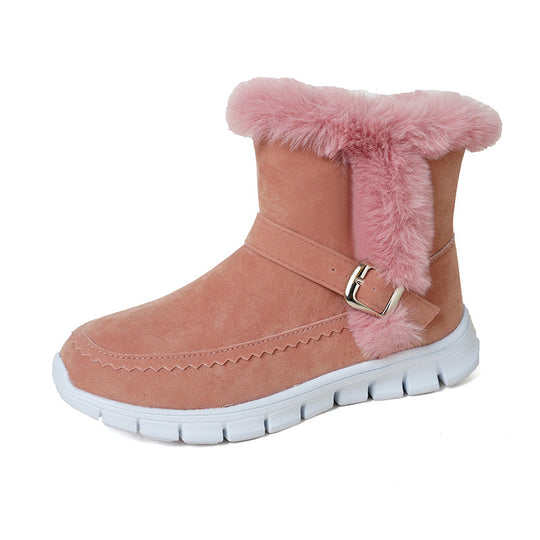 Damen Winterstiefel mit kuscheligem Kunstfell und modischem Riemen EB