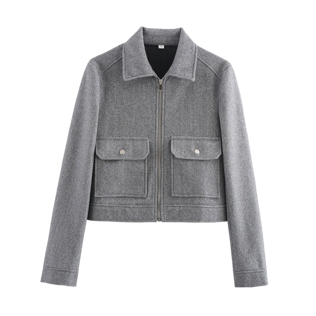 Damen modische Kurzjacke mit praktischen Taschen und elegantem Schnitt EB