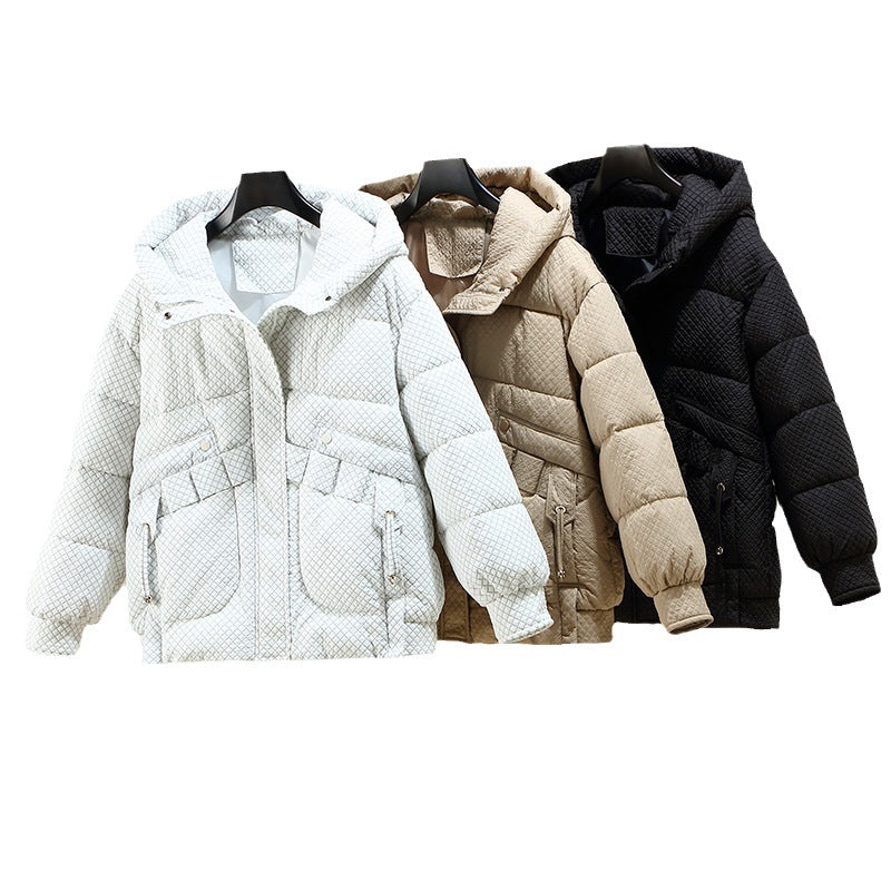 Damen Modische leichte Pufferjacke mit praktischen Taschen und Kapuze EB