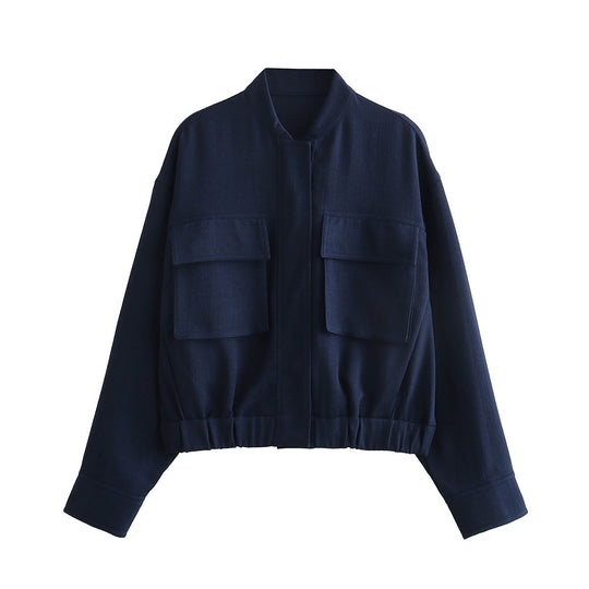 Damen Übergangsjacke mit sportlichen Taschen und elastischem Bund EB