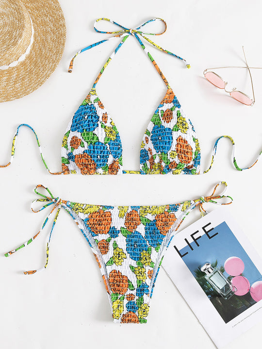 Damen Triangel-Bikini mit raffiniertem strukturiertem Design EB