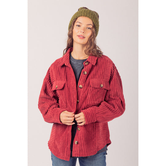 Damen lässige Cordjacke mit praktischen Taschen EB