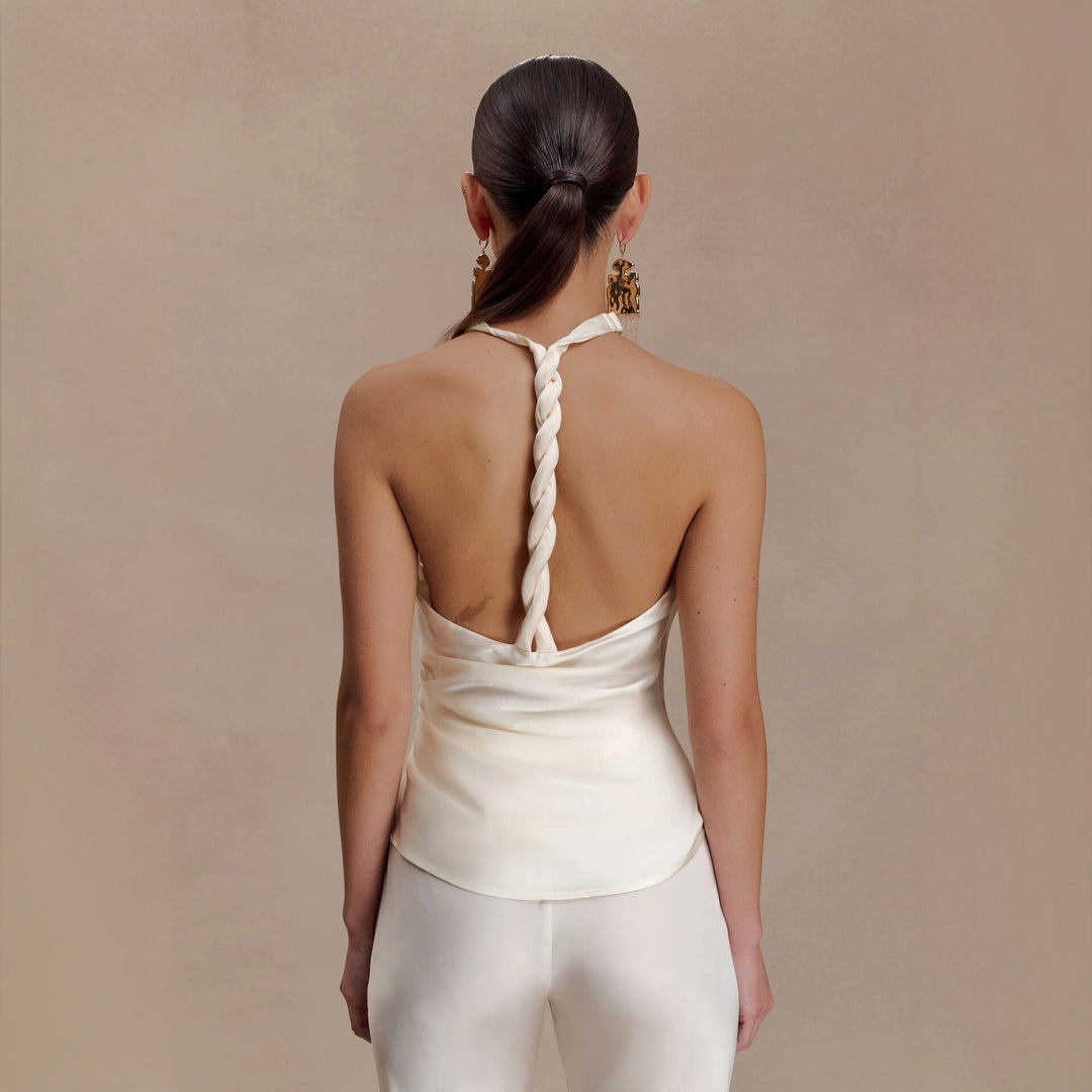 Damen Elegante Bluse mit asymmetrischem Schnitt und Drapierung EB