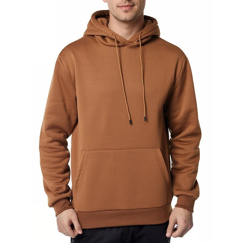 Herren nan minimalistischer Kapuzenpullover mit weichem Fleece-Innenfutter und Kängurutasche EB