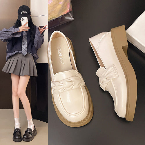 Damen elegante Loafer mit Knoten-Detail und komfortabler Plateausohle EB