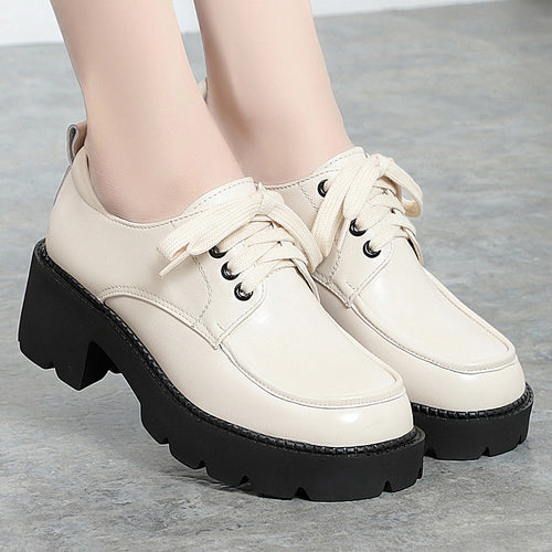 Damen Hochhackige Schnürschuhe mit robustem Blockabsatz und atmungsaktiver Sohle EB