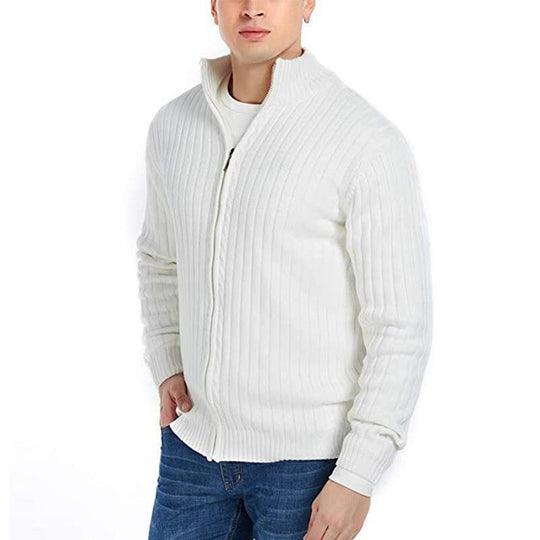 Herren Strickjacke mit hochgeschlossenem Kragen und Reißverschluss EB