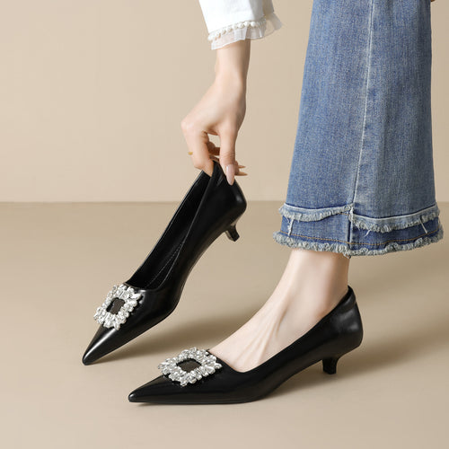 Damen elegante Pumps mit funkelndem Strassbesatz EB