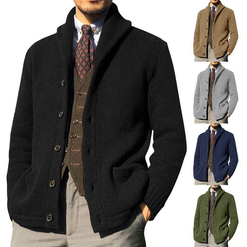 Herren Strickjacke im modernen Casual-Stil mit Schalkragen EB