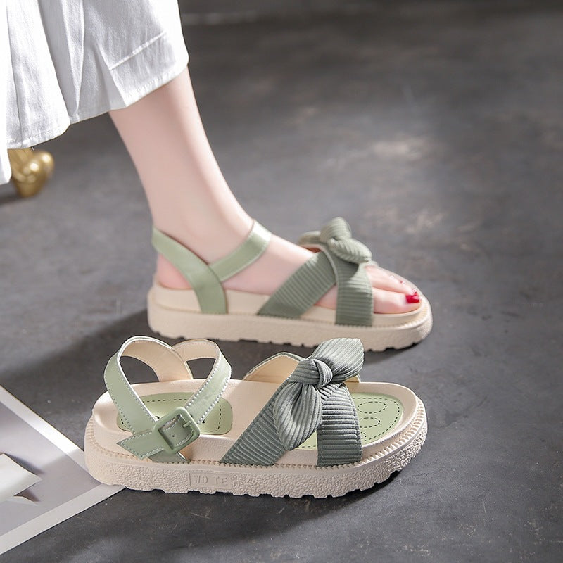 Damen Bequeme Sandalen mit dekorativem Knoten EB