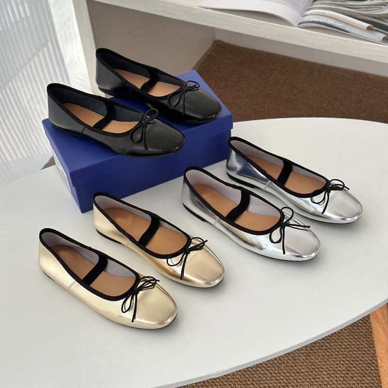 Damen Ballerinas mit Glanz-Finish und elastischem Einschlupf EB