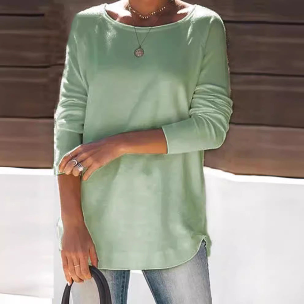 Damen gemütlicher Longsleeve mit weitem Ausschnitt EB
