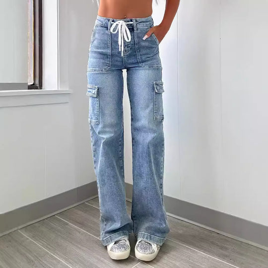 Damen Cargo-Jeans mit weichem Bund und praktischen Taschen EB
