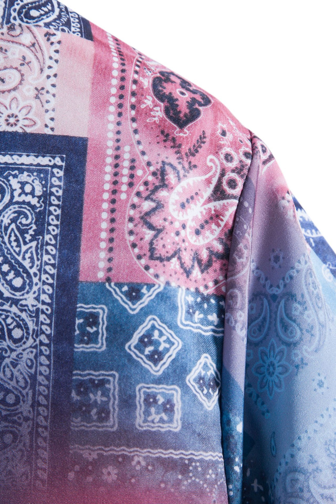 Herren Kurzarmhemd im kreativen Bandana-Design mit stilvollem Stehkragen EB