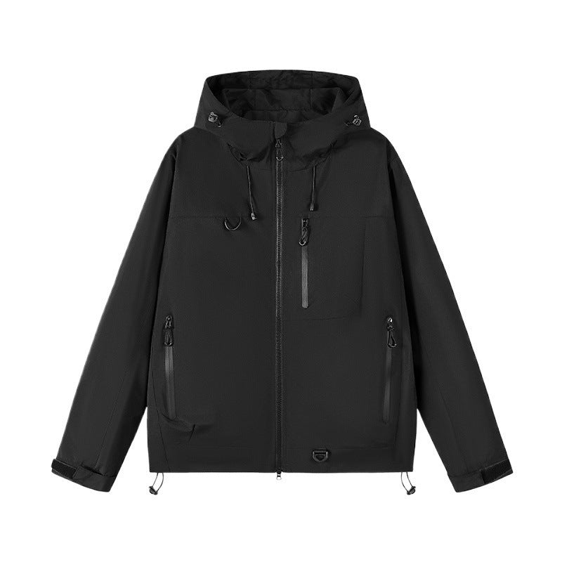 Herren technische Outdoor-Jacke mit verstellbarem Kapuzendesign und zahlreichen Reißverschlusstaschen EB