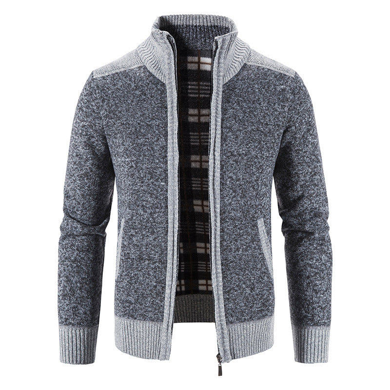 Herren Strickjacke mit modernem Stehkragen und strukturiertem Design EB
