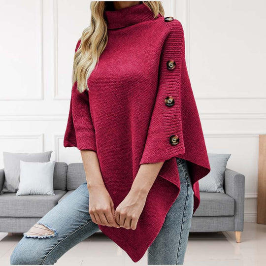 EB | Poncho mit Knopfdetails Akryl Elegant und Warm