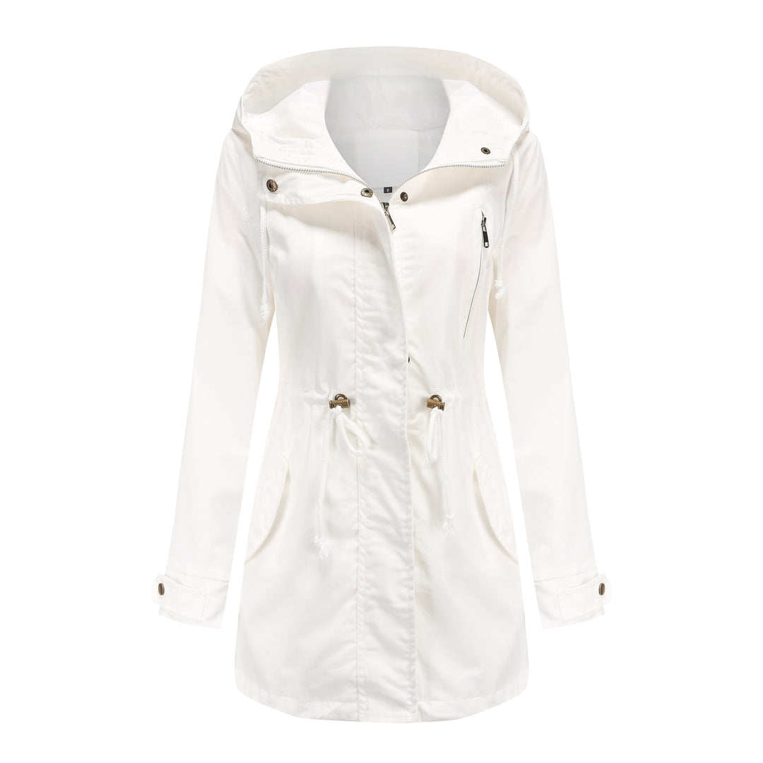Damen nan leichter Parka mit Kapuze, Kordelzug und verdecktem Reißverschluss EB
