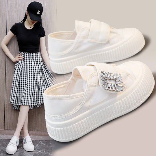 Damen modische Slip-On Sneakers mit eleganter Schnalle EB