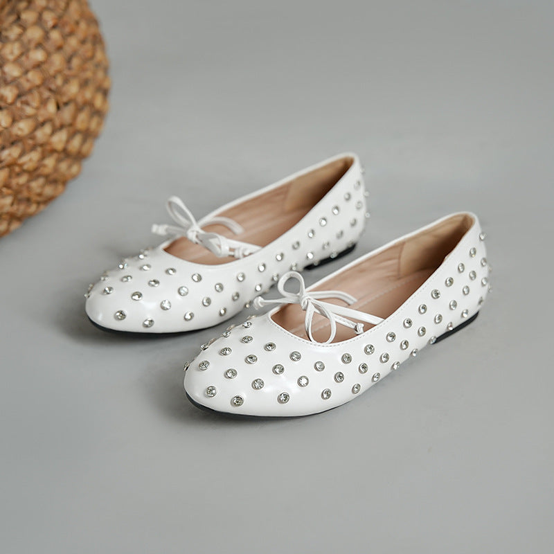 Damen Ballerinas mit dekorativen Strassapplikationen und modischem Schleifendesign EB