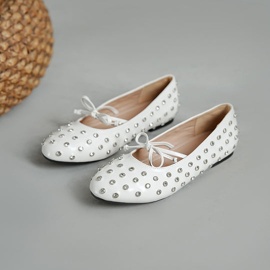 Damen Ballerinas mit dekorativen Strassapplikationen und modischem Schleifendesign EB