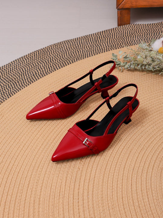 Damen Slingback High-Heel Sandalen mit elegantem Spitzendesign EB
