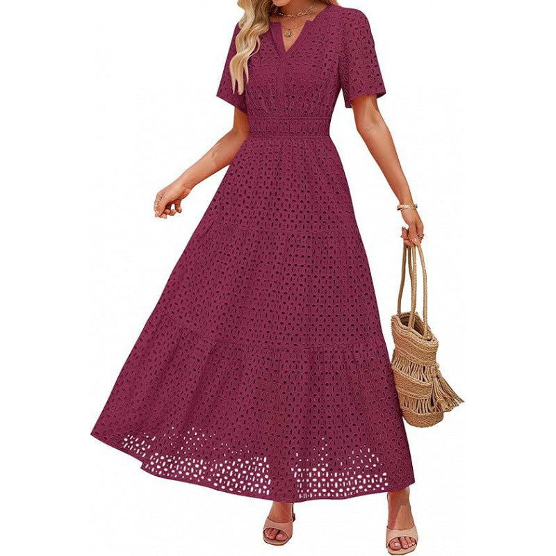 Damen Maxikleid mit gehäkeltem Muster EB