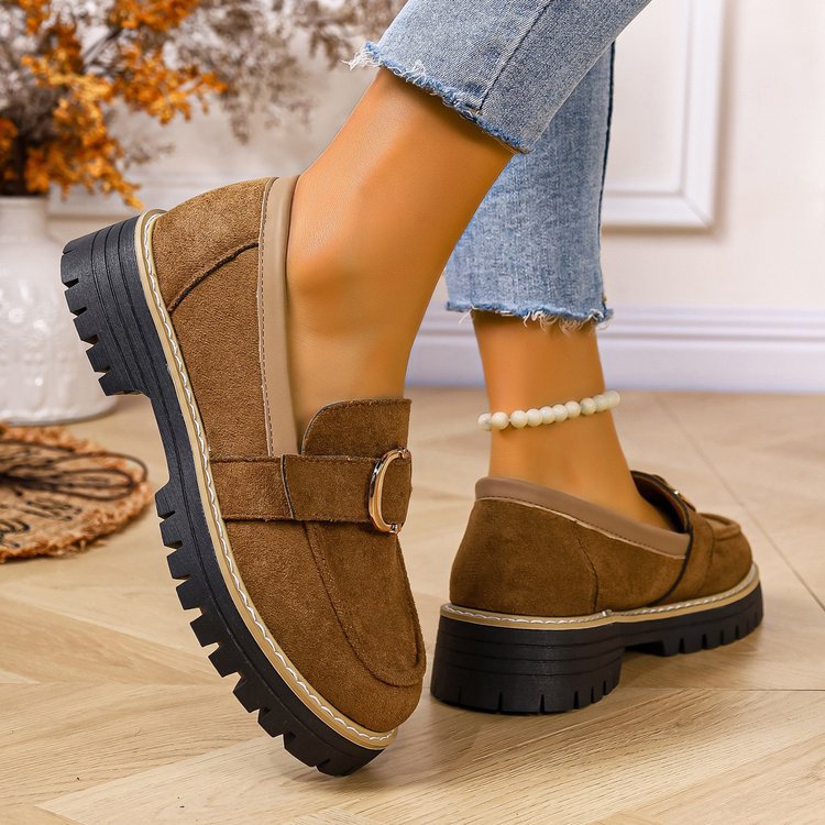 Damen Mokassins mit trendigem Schnallen-Design und rutschfester Profilsohle EB