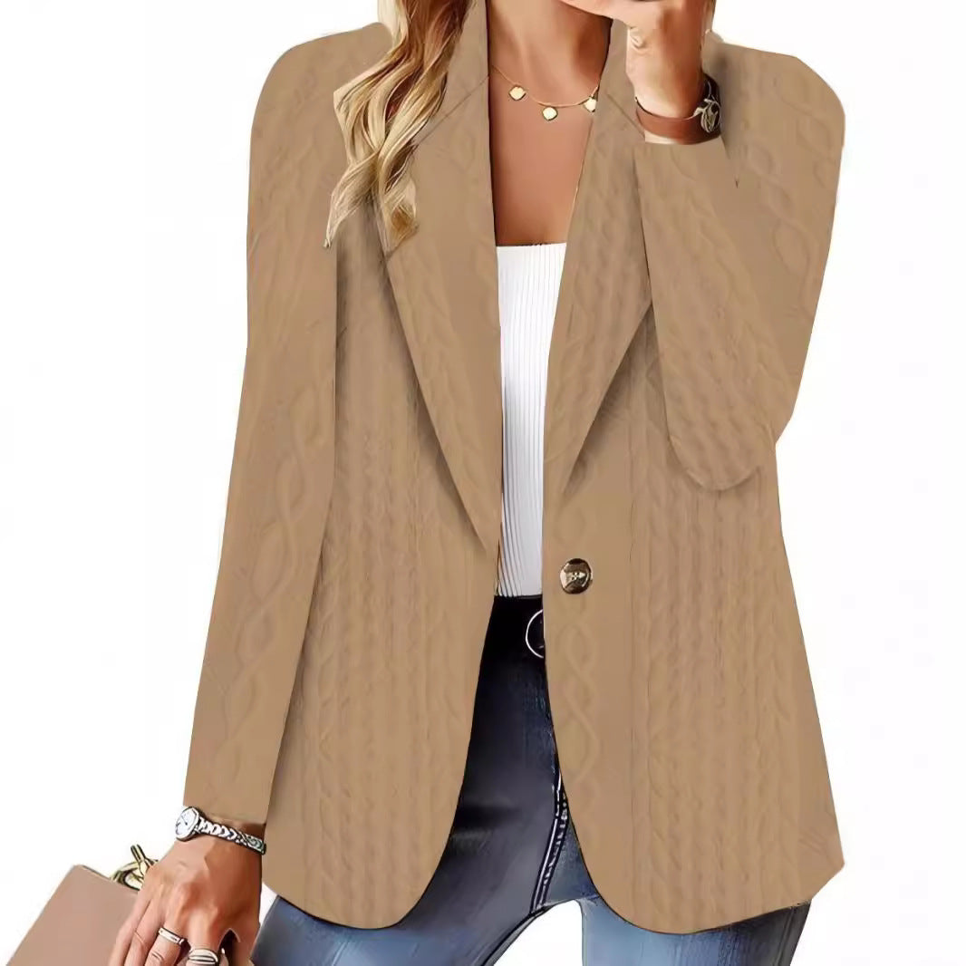 Damen Elegante Strickblazerjacke mit Kabelmuster EB