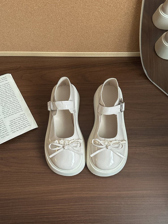 Damen modische Ballerinas mit dekorativem Schleifen-Detail und komfortabel hoher Sohle EB