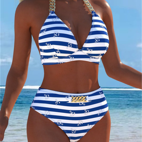 Damen Bikini mit luxuriösem Marmormuster und edlen Details EB