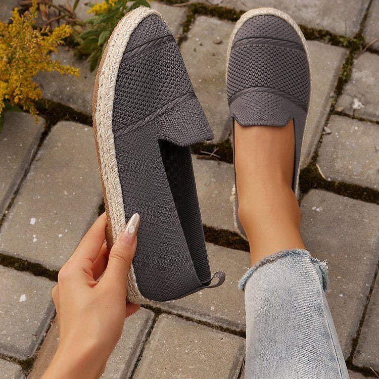 Damen  atmungsaktive Strick-Espadrilles mit geflochtener Jute-Sohle und flexiblem Memory-Fußbett EB