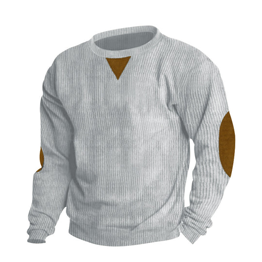 Herren Bequemer Rundhalspullover mit strukturiertem Design und kontrastierenden Ellbogenpatches EB