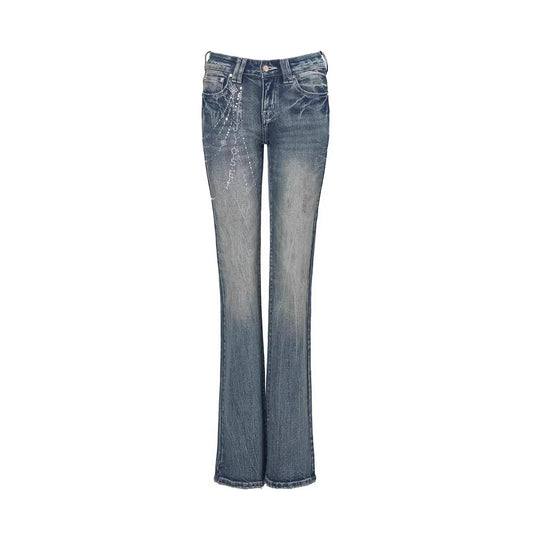 Damen Flared Jeans mit funkelnden Applikationen EB