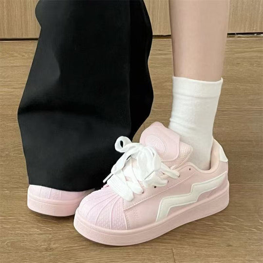 Damen Sportliche Sneaker mit dekorativen Rüschen und farbenfrohem Design EB
