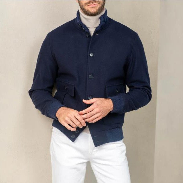 Herren lässige und strukturierte Baumwolljacke mit praktischen Taschen EB