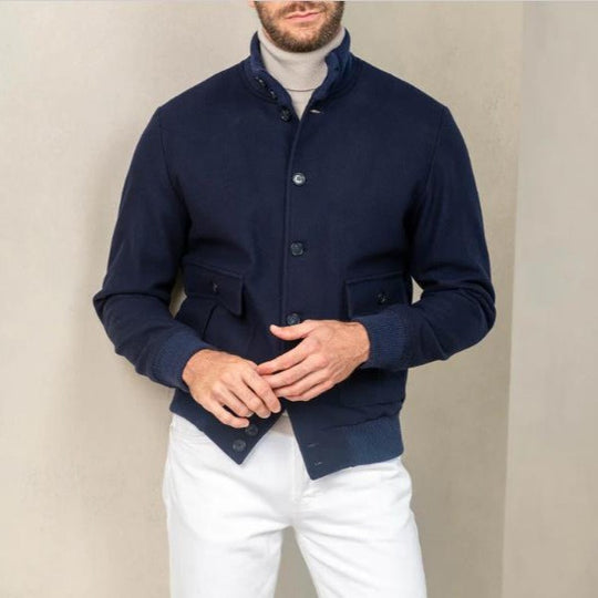 Herren lässige und strukturierte Baumwolljacke mit praktischen Taschen EB