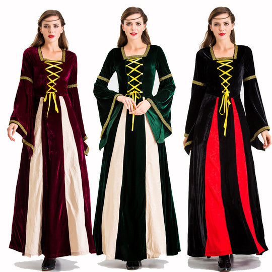 Damen historisches Märchenkleid mit langen Armen und dekorativer Schnürung EB
