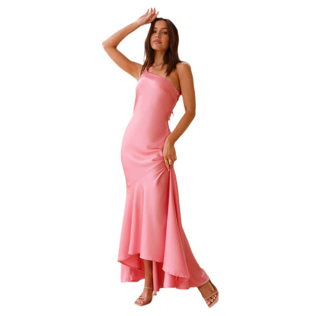 Damen Maxikleid mit asymmetrischem Saum und feinen Trägerdetails EB