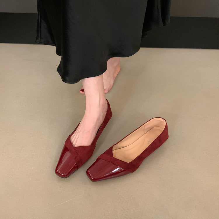 Damen elegante Ballerina-Pumps mit modischem Lederoberteil und komfortablem Fußbett EB