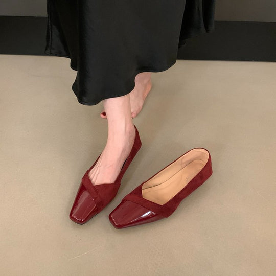 Damen elegante Ballerina-Pumps mit modischem Lederoberteil und komfortablem Fußbett EB