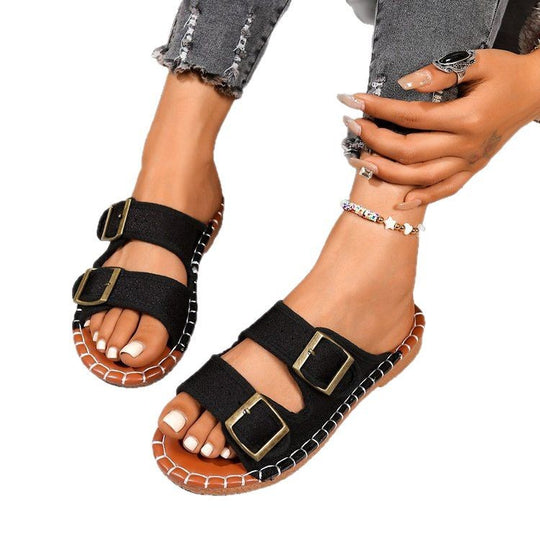 Damen offene Riemchensandalen mit verstellbaren Schnallen EB