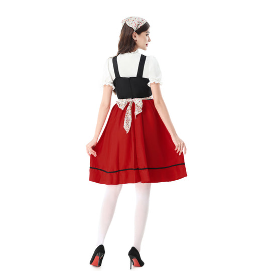 Damen nan traditionelles Dirndlkleid mit geschnürtem Mieder und floraler Schürze EB