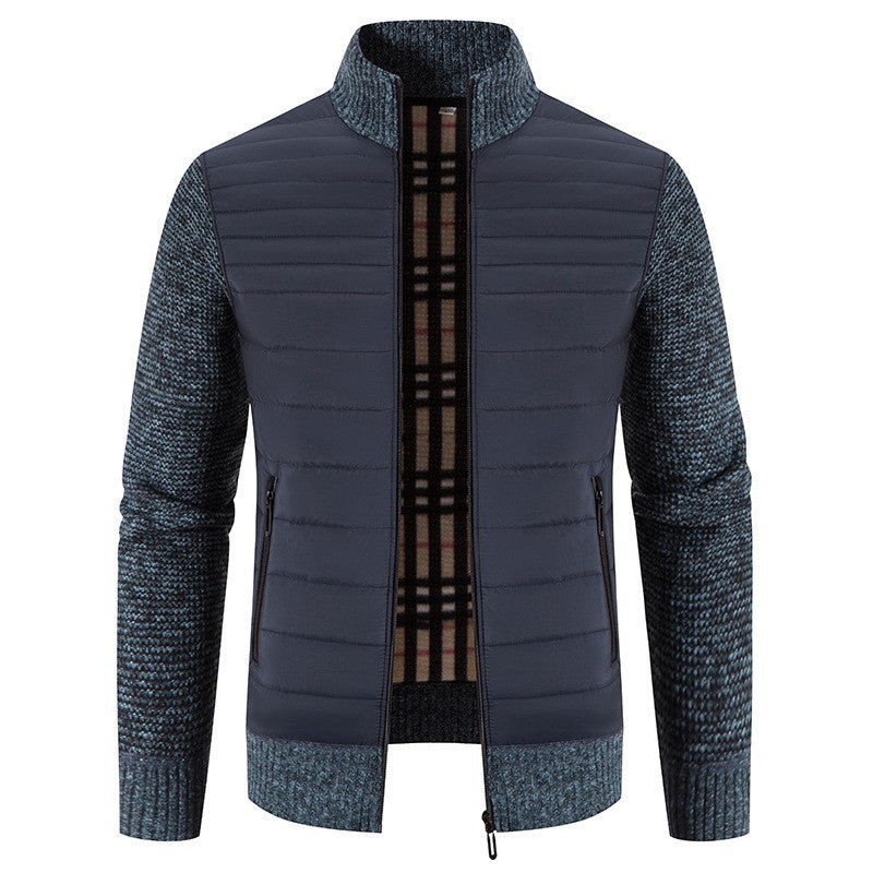 Herren Steppjacke mit modernem Strickärmeln und hohem Kragen EB