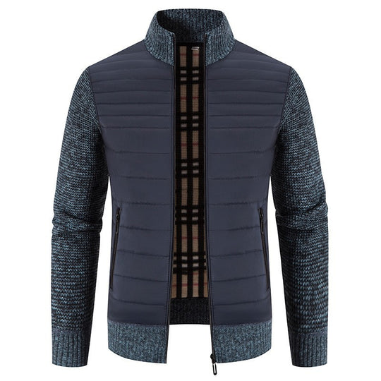 Herren Steppjacke mit modernem Strickärmeln und hohem Kragen EB